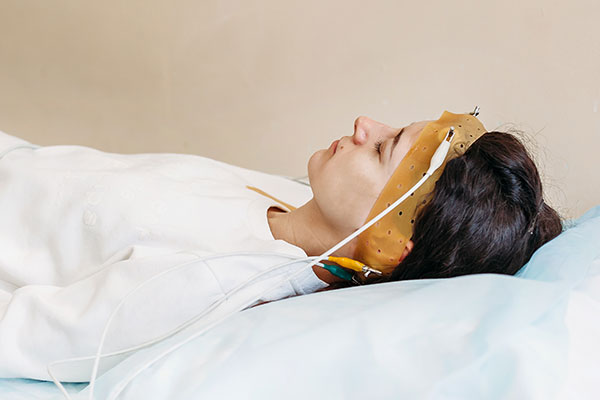 woman undergoing a sleep study