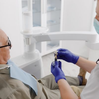 elderly man at dental appointment