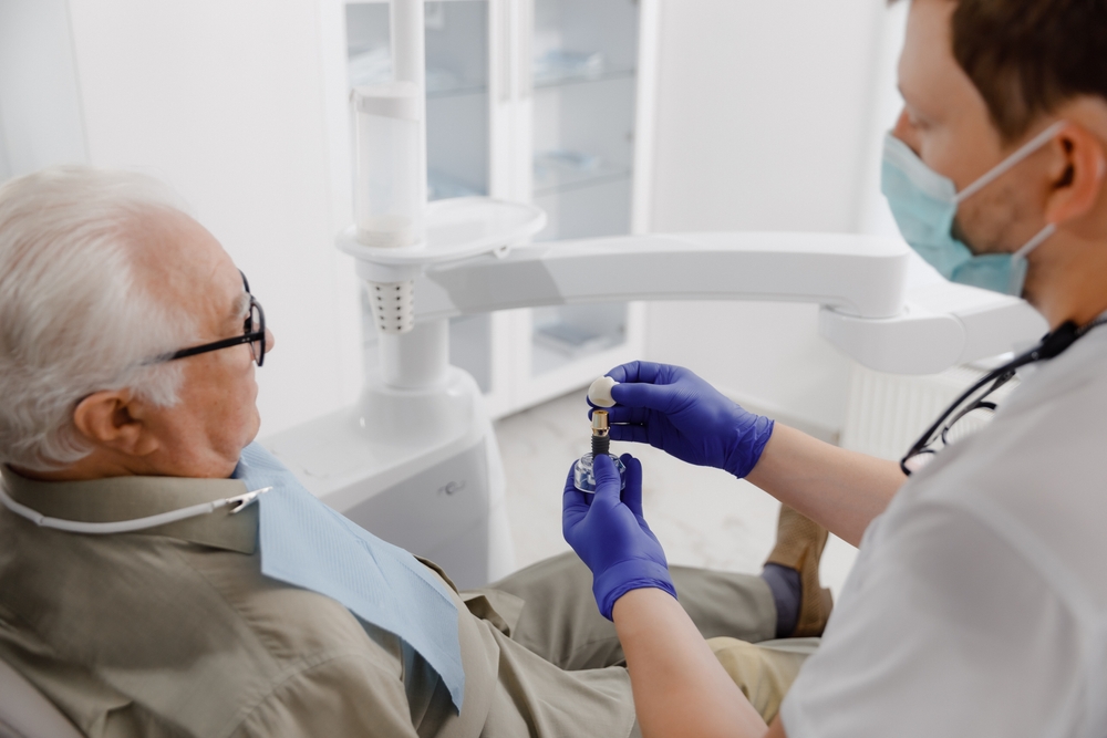 elderly man at dental appointment